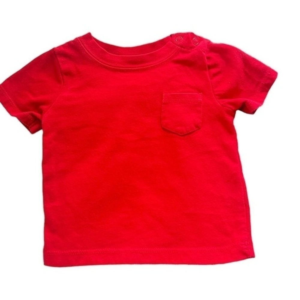 Garanimals T-shirt red cotton blend snaps pocket short sleeve Unisex 3-6 Months